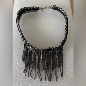 Express Gunmetal Black & Silver Multi-Strand Collar Chocker Necklace